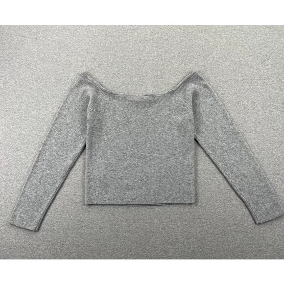 WAYF Sweater Womens L Gray Off Shoulder Ribbed Knit Top Minimalist Soft Capsule - Picture 2 of 9